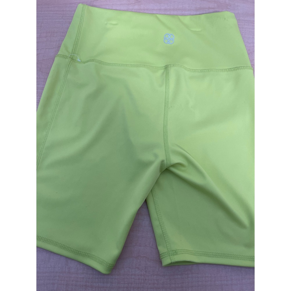 Daisy Fuentes Fit Neon Lime Green High Waisted Bike Shorts Womens Small